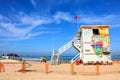 Tel Aviv Mediterranean Frishman sandy beach. Lifeguards station.