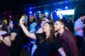 Tel-Aviv, Israel - 03.18.2019. Party people taking selfie. Dance floor, fun, wedding Royalty Free Stock Photo