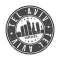 Tel Aviv Israel Round Stamp Icon Skyline City Seal Vector.