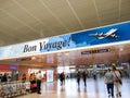 Tel Aviv, Israel - Sept. 5, 2018: Bon Voyage sign at the departure terminal of the Ben Gurion International Airport in Tel Aviv Royalty Free Stock Photo