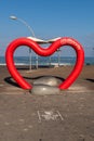 Heart shaped sign for Instagram at the Port area in Tel Aviv Israel. Selfie photo opportunity