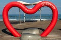 Heart shaped sign for Instagram at the Port area in Tel Aviv Israel. Selfie photo opportunity