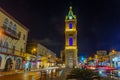 Night view of the Clock tower in Jaffa Royalty Free Stock Photo