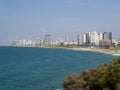TEL AVIV, ISRAEL. View of the Mediterranean Sea and the embankment in Tel Aviv Royalty Free Stock Photo