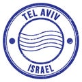 TEL AVIV - ISRAEL, words written on blue postal stamp