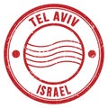 TEL AVIV - ISRAEL, words written on red postal stamp