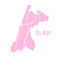 Tel Aviv map silhouette administrative division, vector map isolated on white background. boundary map with streets. High detailed