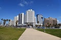 Tel Aviv promenade and Beit Textil Gibor House Trade Tower