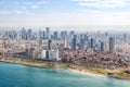 Tel Aviv skyline beach aerial view photo Israel city Mediterranean sea skyscrapers Royalty Free Stock Photo