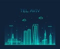 Tel Aviv skyline Israel vector linear style Royalty Free Stock Photo