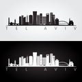 Tel Aviv skyline and landmarks silhouette