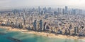 Tel Aviv skyline panorama Israel beach aerial view city sea skyscrapers Royalty Free Stock Photo