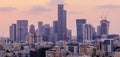 Tel Aviv Skyline At Sunset,  Tel Aviv Cityscape Panorama At Sunset Time, Israel Royalty Free Stock Photo