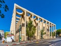 Facade of Great Synagogue at Allenby street main boulevard in downtown district of Lev HaIr in Tel Aviv Yafo, Israel Royalty Free Stock Photo