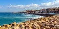 Panoramic view of Old City of Jaffa and Jaffa port at Mediterranean coastline seen from Midron Yaffo Park in Tel Aviv Yafo, Israel Royalty Free Stock Photo