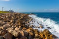 Panoramic view of south districts of metropolitan Tel Aviv, Israel of Bat Jam and GivÃ¢â¬â¢at Aliya at Mediterranean coastline Royalty Free Stock Photo