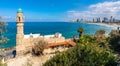 Tel Aviv Yafo, Gush Dan / Israel - 2017/10/11: The Sea Mosque - Al-Bahr - at Retzif HaAliya HaShniya street at Mediterranean