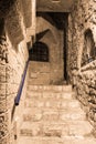 Alley of the sign of the zodiac Leo at night in on old city Yafo in Tel Aviv-Yafo in Israel Royalty Free Stock Photo