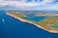 Telascica nature park and green Mir lake on Dugi Otok island aerial panoramic view Royalty Free Stock Photo