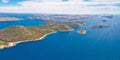 Telascica nature park and green Mir lake on Dugi Otok island aerial panoramic view Royalty Free Stock Photo