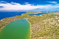 Telascica nature park and green Mir lake on Dugi Otok island aerial view Royalty Free Stock Photo