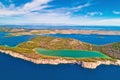 Telascica nature park and green Mir lake on Dugi Otok island aerial view Royalty Free Stock Photo