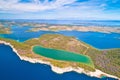 Telascica nature park and green Mir lake on Dugi Otok island aerial view Royalty Free Stock Photo