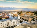 Telavi, Georgia - 6th novermber, 2022: Aerial drone panorama of Telavi old town buildings. Telavi is the main city of Kakheti
