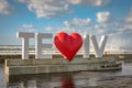 Telaviv I LOVE YOU cloudy sky background sunset