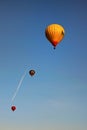 TELC, THE CZECH REPUBLIC-AUGUST 25, 2017: Three hot balloons in the blue sky