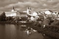 Telc or Teltsch town mirroring in lake Royalty Free Stock Photo