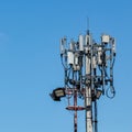 Tele communication tower with the blue sky. Royalty Free Stock Photo