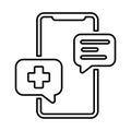 Tele Medicine Icon In Outline Style