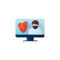 Online cardiology flat icon