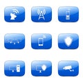 Telecom Communication Square Vector Blue Icon Set