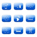 Telecom Communication Square Vector Blue Icon Set 2