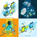 Telecom Isometric 2x2 Design Concept Royalty Free Stock Photo