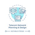 Telecom network planning and design soft blue concept icon