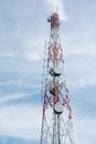 Telecom and television antennas satellite dish communication tower pole Royalty Free Stock Photo