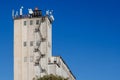 telecommunication antennas on top of old soviet elevator tower