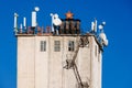 telecommunication antennas on top of old soviet elevator tower
