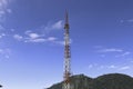 Telecommunication 5G & 4G tower mast on sky background. Cellular telephone network or Digital wireless connection system. Royalty Free Stock Photo