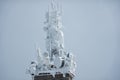 Telecommunication GSM internet data scaffolding antenna on top of the mountain Royalty Free Stock Photo