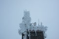 Telecommunication GSM internet data scaffolding antenna on top of the mountain Royalty Free Stock Photo