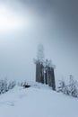 Telecommunication GSM internet data scaffolding antenna on top of the mountain Royalty Free Stock Photo