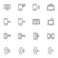 Telecommunication line icons set