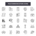 Telecommunication line icons, signs, vector set, linear concept, outline illustration