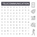 Telecommunication line icons, signs, vector set, outline illustration concept