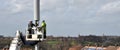 Telecommunication Mast Being Repaired Royalty Free Stock Photo