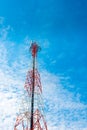 Telecommunication mast with blue sky,Cell tower and radio antenna Royalty Free Stock Photo